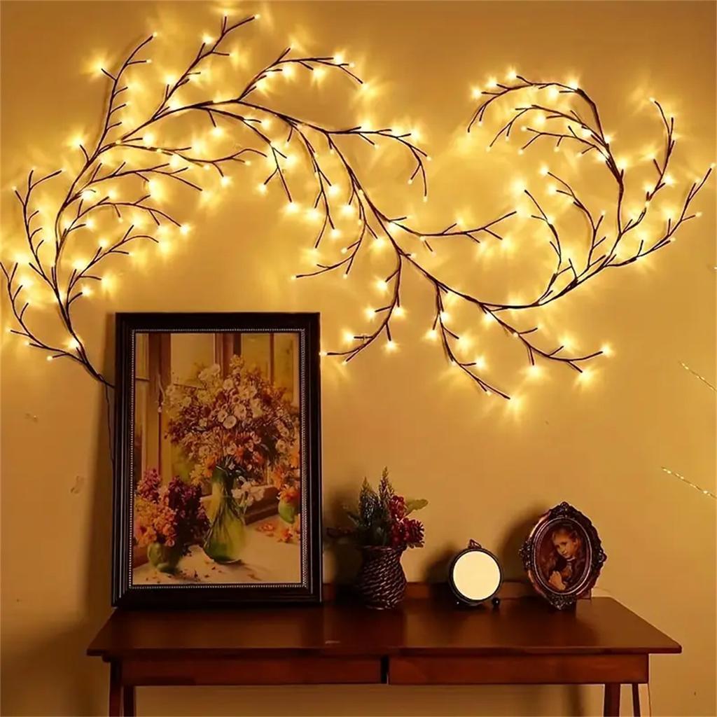 72/96 LED Bendable Willow Branch Lights Birch Tree Lamp 8 Modes Of Vine Tree Christmas Thanksgiving Decoration Atmosphere Light