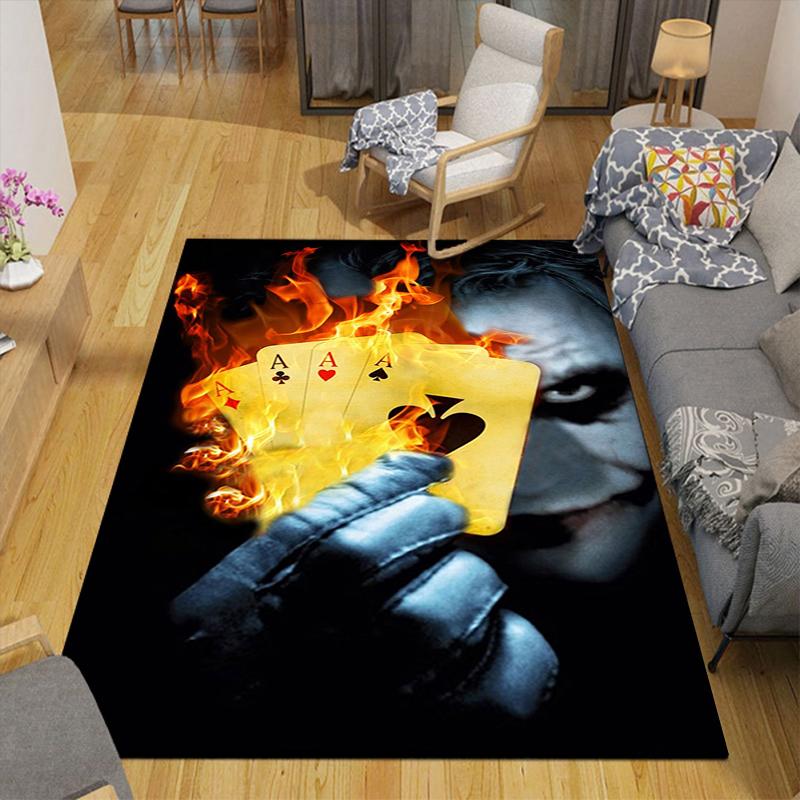 1Pc Joker'S Fiery Cards Rug, Office Carpet Indoor Outdoor Doormat, Non-Slip, Comfortable, Living, Christmas Halloween, Xmas Gift L1275