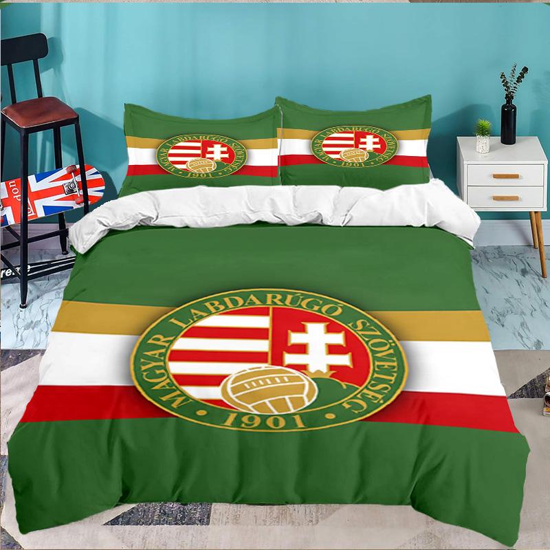 Hungarian Football Emblem 3PCS Bedding set,Ideal for 1pc Duvet Cover And 2pcs Pillowcases Perfect for Fan gift,Ideal for Bedroom, Dormitory