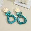 Vintage Ethnic Style Geometric Earrings: Retro Gradient Resin Patchwork Ear Studs for Women