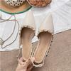 Baotou Sandals Women's Summer New Low-heeled Willow Nails Temperament Pointed Nude Word with French Large-size Single Shoes