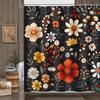 Vintage Black Floral Shower Curtain Retro Shower Curtains for Bathroom Colorful Flower Decor for Bathroom Picture Print Fabric