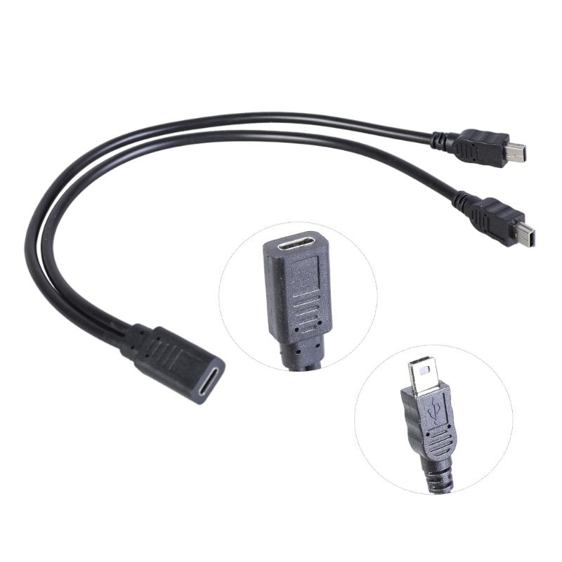 Tragbarer USB C Buchse auf Doppel Mini USB 5Pin Stecker Splitter USB Splitterkabel Typ C Ladekabel für Typ C Gerät