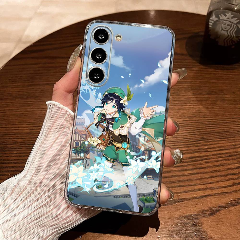 G-Genshin Impact Venti Barbatos Phone Case For Samsung S30,23,21,22,20, FE lite,S10,9,8,7 PIus Note20ultra Soft Transparent