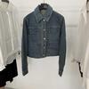 American Retro Rope-Dyed Slim Denim Workwear Jacket with Lapel Pocket