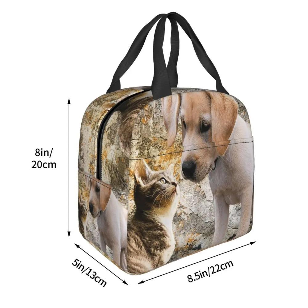 Adorable Dog Puppy And Kitten Friends Insulated Lunch Bag for Office Cooler Thermal Food Box Tote Portable Lunch Boxes Container