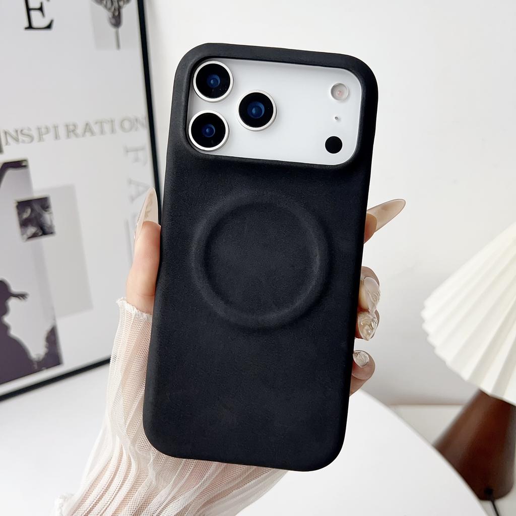 Rrtro Suede Lambskin Leather Magnetic Case For iPhone 17Air 16 15 14 13 12 17 Pro Max Plus For Magsafe Wireless Charging Cover