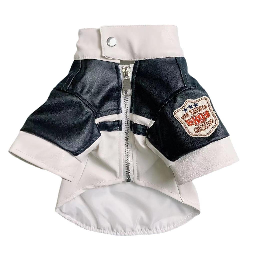 Haustier Lederjacke Schnauzer Teddy Marzis Hund Motorrad Lederjacke Patchwork Mantel Haustierkleidung Hundebekleidung für kleine Hunde