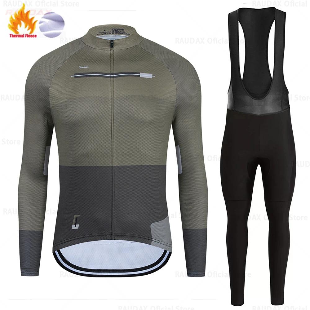 2025 Raudax Twelve Colors Winter Thermal Fleece Bicycle Clothing Cycling Jersey Set Bike MTB Riding Clothing Bib Pants Warm Sets