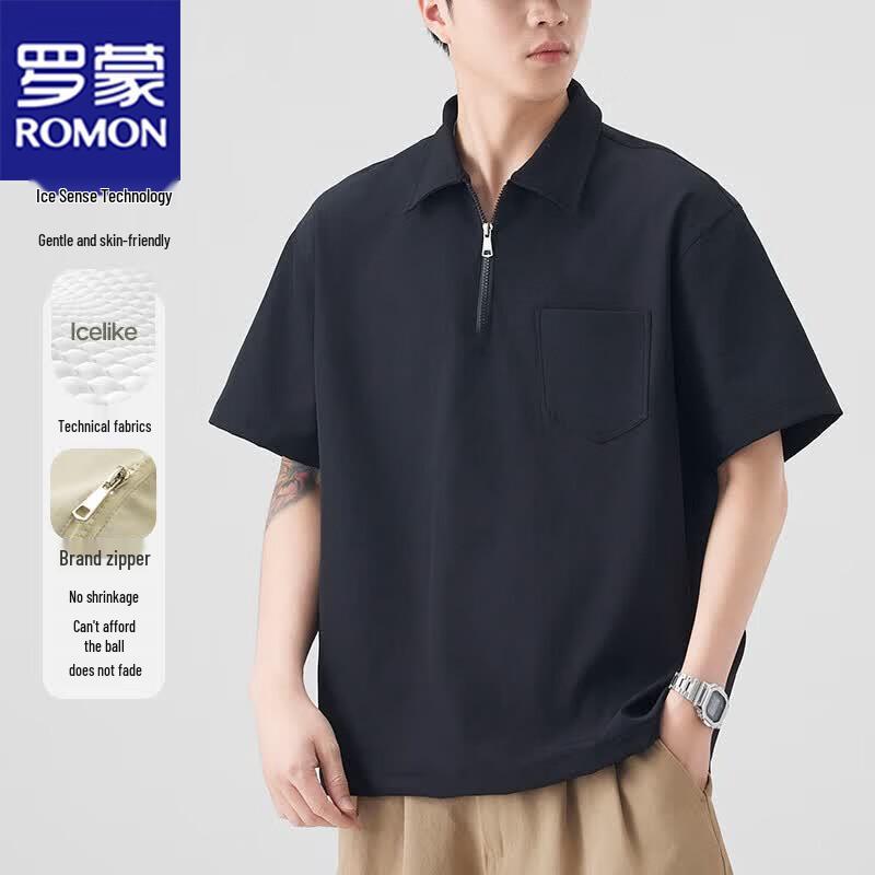 ROMON Men s Ice-Feel Breathable Short-Sleeve Polo Shirt L