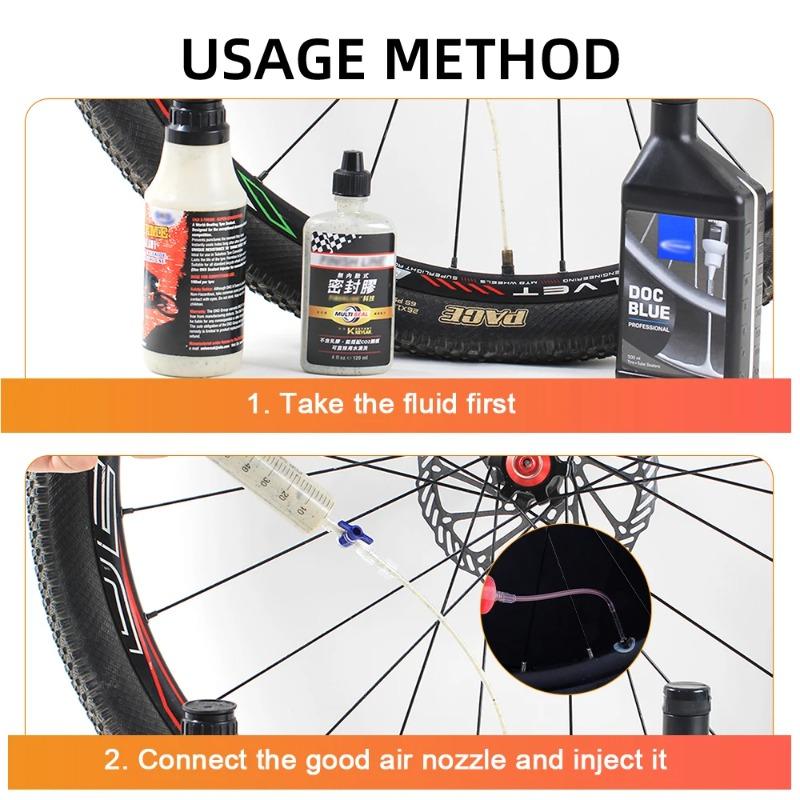 Mountainbike Tubeless-Reifen Dichtmittel Spritze 60ml Fahrradreifen Flüssigkeitsinjektionswerkzeug Cycling MTB Reparaturwerkzeug