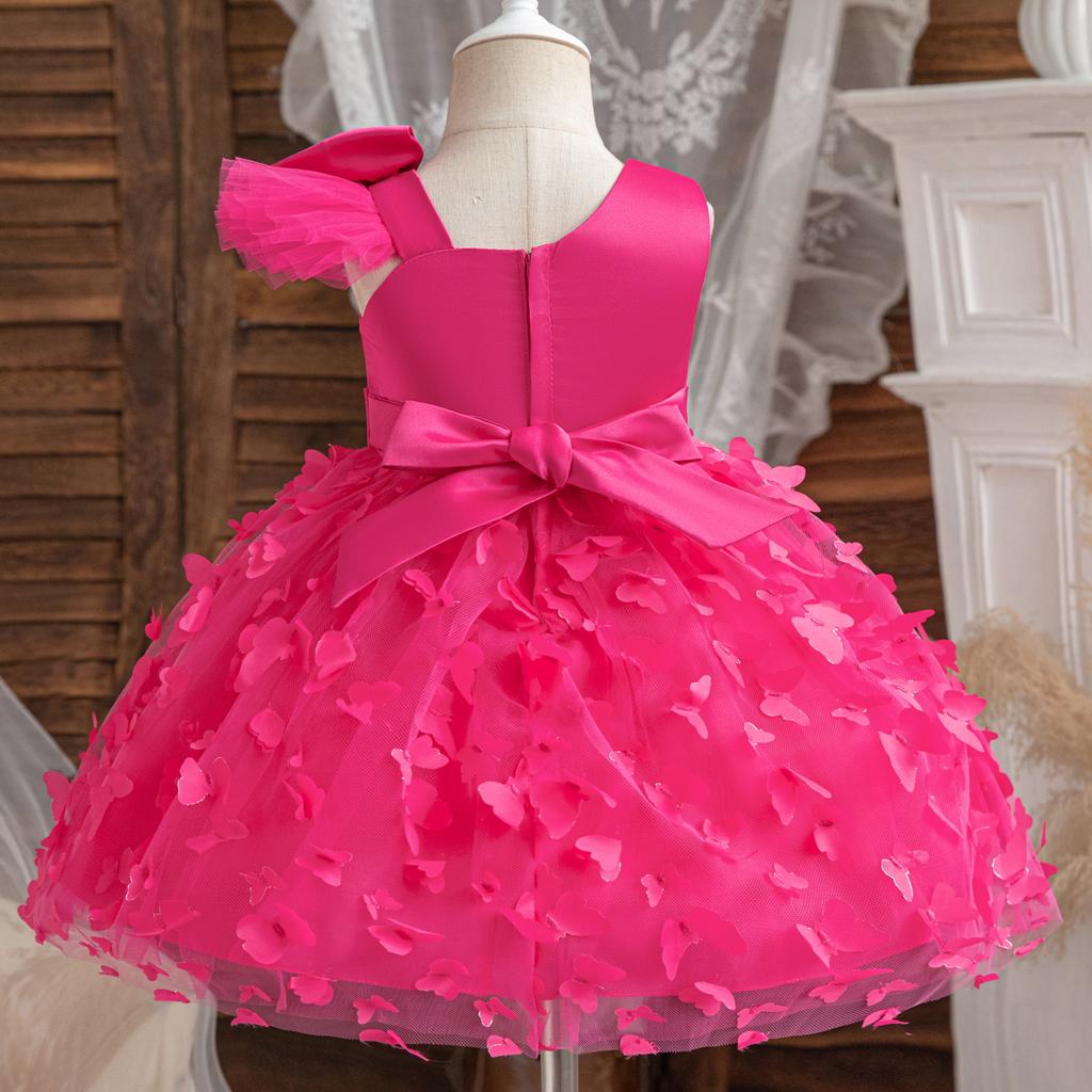 Mädchen Mode Kleid 2025 Sommer Kinder Mädchen Prinzessin Kleid Mesh Kleid Pompadour Kleid Geburtstag Erstes Geburtstagskleid