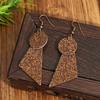 Vintage Cork Dangle Earrings Geometric Design Retro Vacation Vibe Versatile Slim Face Elegant Ear Jewelry For Women Trendy