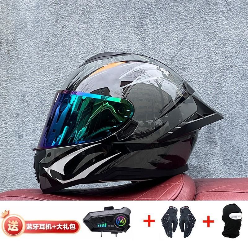 Full Face Motorcycle Helmet With External Bluetooth Module Men Women Large Rear Wing Sport Style DOT Approved