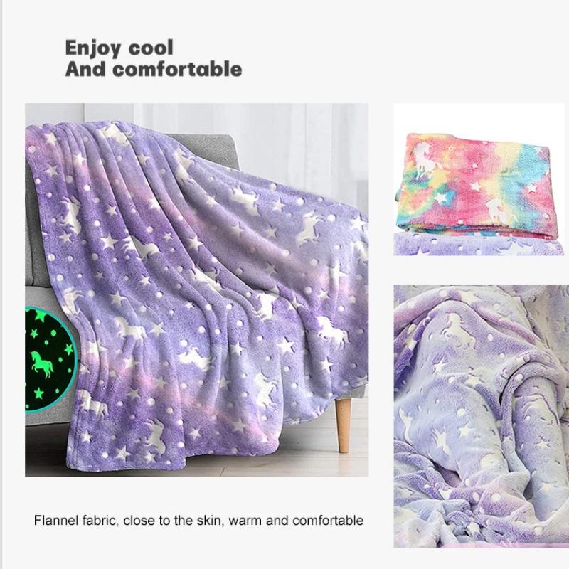 Luminous Blanket Soft Fluffy Glow In the Dark Cute Cozy Glowing All Season Throw Plush Children Air-conditioned Quilt