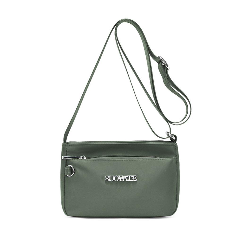 

Fashion Nylon Women Messenger Bag Lightweight Casual Shoulder Crossbody Bags Solid Color Travel Bag зелёный