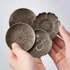 Japanese Style Antique Copper Coasters Retro Anti Scalding Heat Insulation Cup Holder Mat Pad Kung Fu Tea Ceremony Accessories