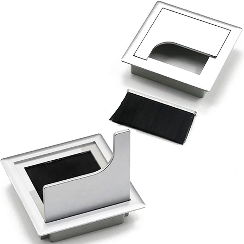 Bandejas de Gerenciamento de Cabos Mesa de Gerenciamento de Cabos Mesa com Vedação de Escova - Pacote com 2 80 x 80mm Caixas de Liga de Alumínio para Mesas/Mesas de Trabalho