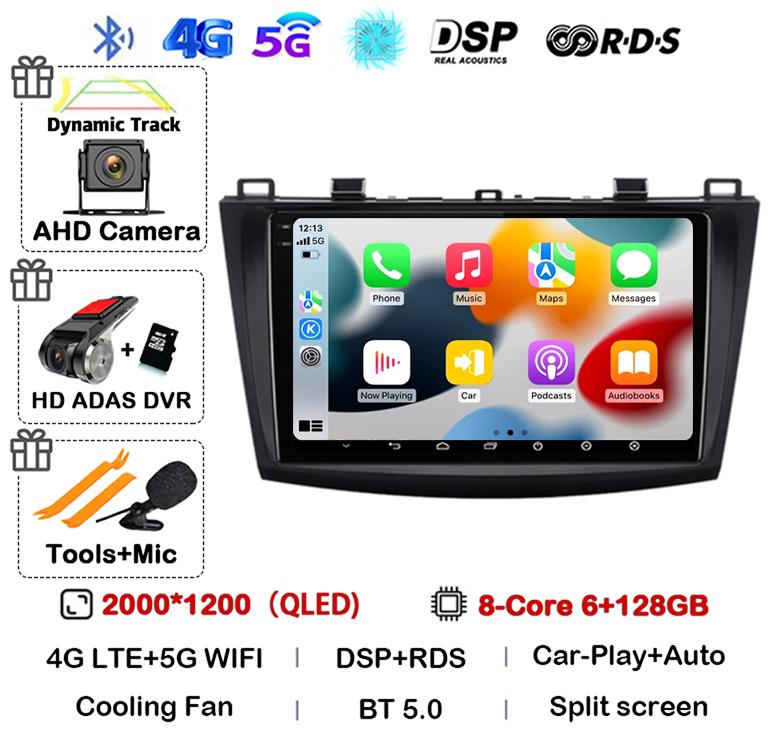 Android 14 Carplay Auto For Mazda 3 2009 2010 2011 2012 2013 Car Radio Multimedia Player Stereo Video Audio GPS Head Unit WIFI