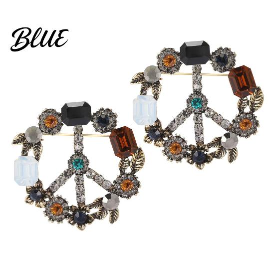 Retro Style Jewelry 2Pcs Brooch Pin Cubic Zirconia Floral Leaf