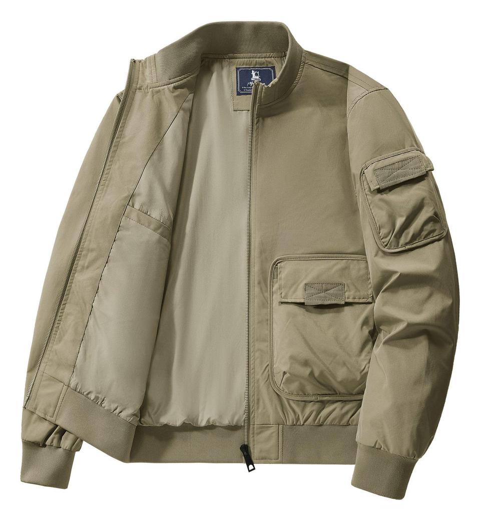 Men's Autumn/Winter Cotton-Padded Windproof Bomber Jacket with Stand Collar