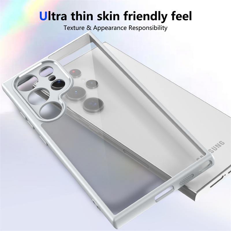 For Samsung Galaxy S24 Ultra Case Plating Silicone Bumper Shockproof Clear Back Cover Hard Phone Case for Samsung S24Ultra S928B
