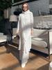 Women's Muslim Fashion 2024 Arabic Two-Piece Set: Long-Sleeve Shirt & Pants for Spring/Autumn