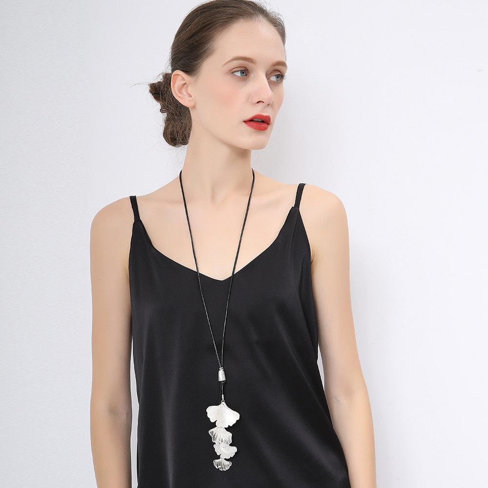 Accessories Necklace Atmospheric Ginkgo Biloba Long Women'S Fashion Alloy Sweater Chain