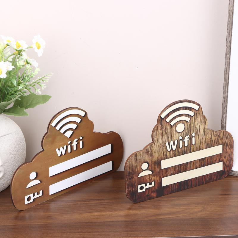 1Pc Rustic Wooden Wifi Password Sign Minimalist Durable Wall-Mounted Wireless Network Indicator Plaque Home Decoration