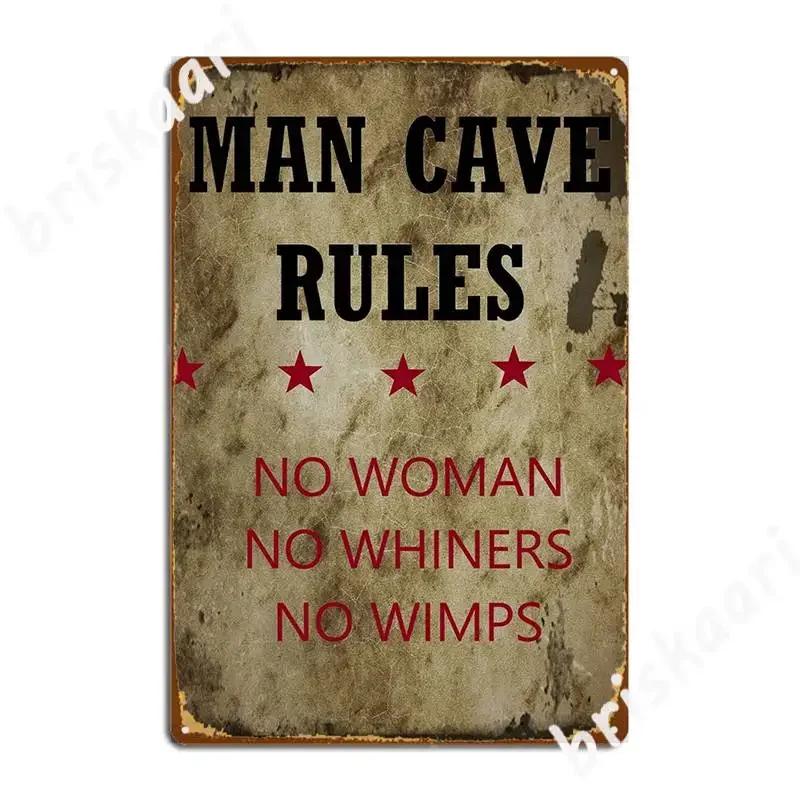 Man Cave Rules Metal Sign Decoration Iron Party Garage Cinema Tin Sign Poster 20X30CM