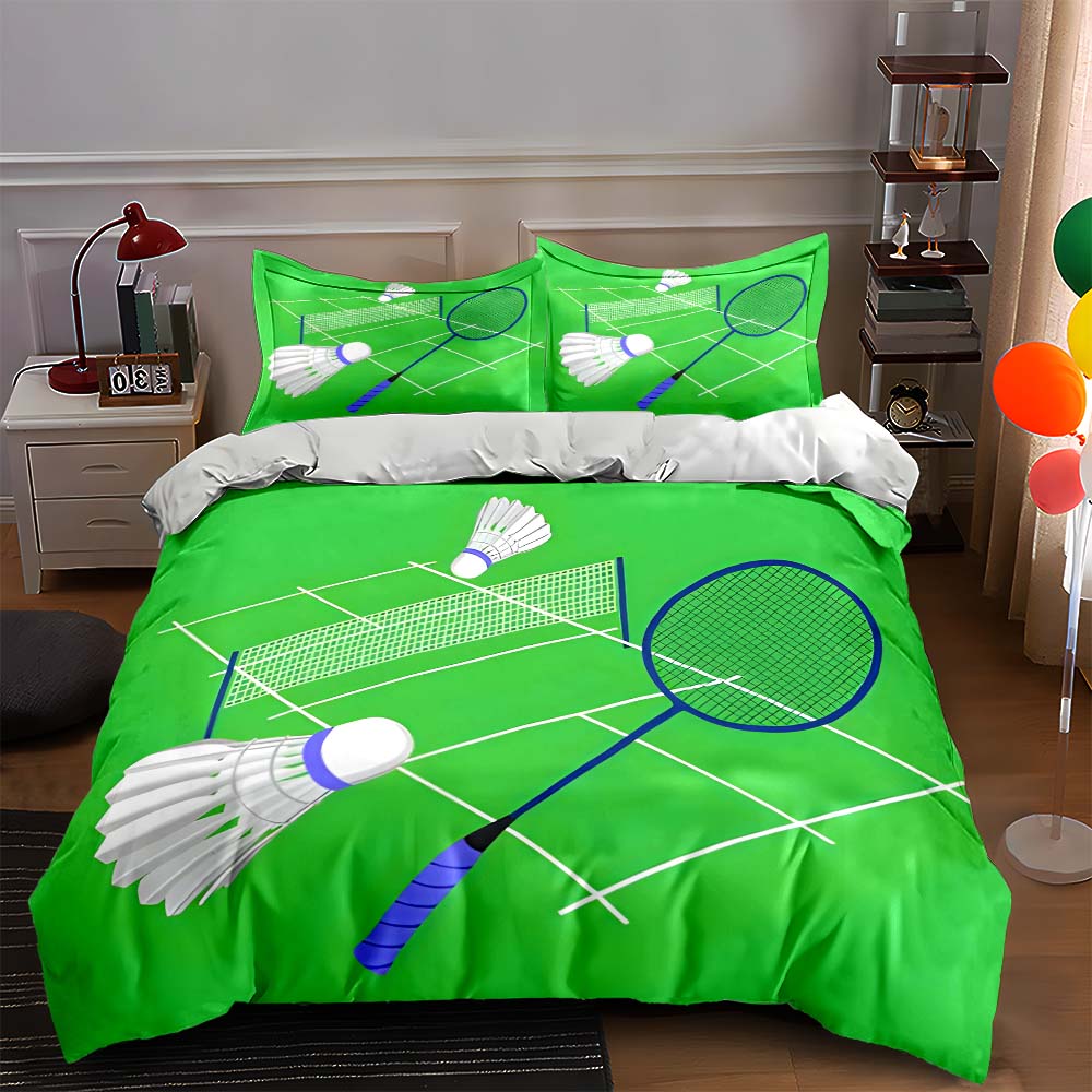 

Badminton court design Bedding Duvet cover sets Duvet covers Pillowcases gifts (1 * Duvet Cover 2 * Pillowcases, without duvet insert) 135x200cm