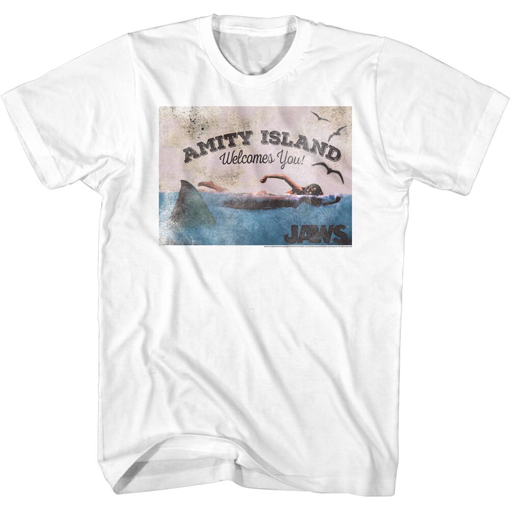 Jaws 70 s Thriller Movie Amity Island Welcomes You Men s T Shirt XXL