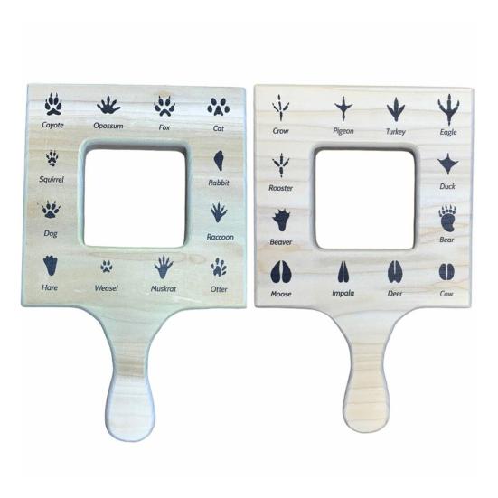 1/4Pcs Nature Guide Finder Wooden Nature Identification Guide Frame Boys Girls Nature Viewfinder Cloud Leaf Moon Animal Footprint Identification Tool