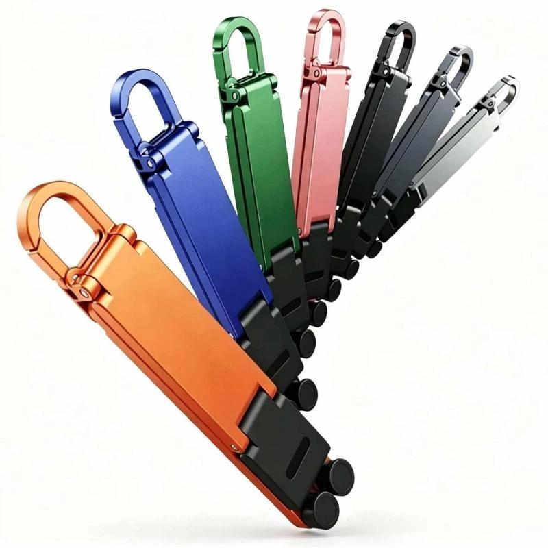 Mini Foldable Keychain Phone Stand Multi-Angle Adjustable Lightweight Hands-Free Cell Phone Holder For Travel Desk