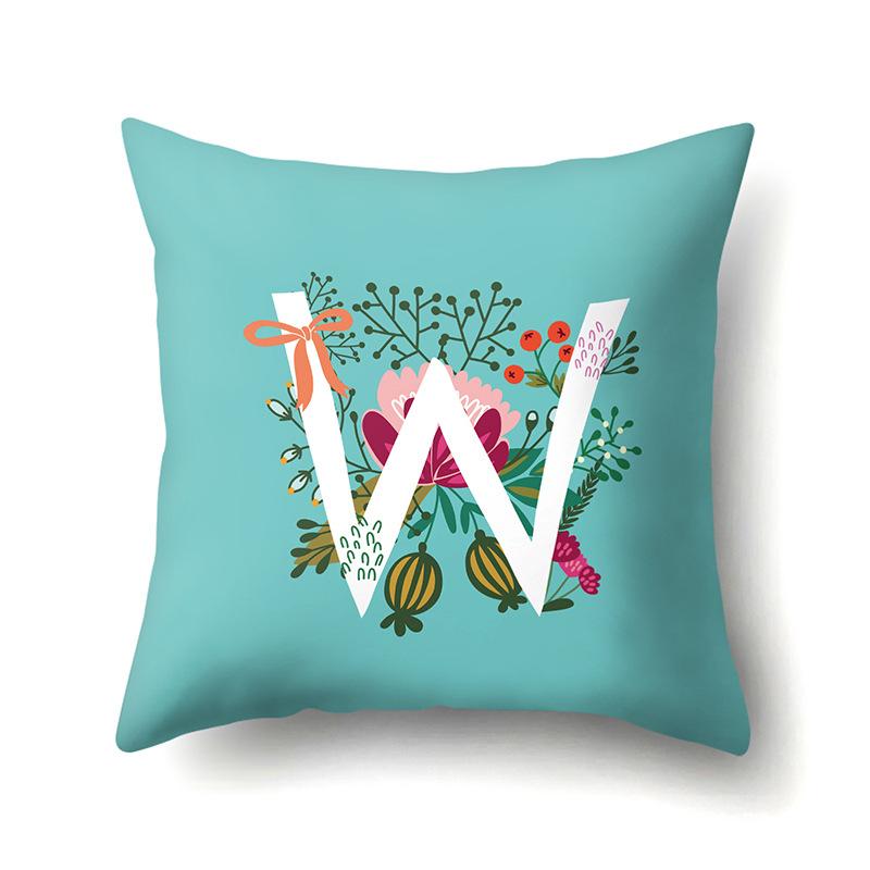 Polyester Pillowcase Flowers Fresh Home Decoration Print Pillowcase 26 English Letter Cushion Cover
