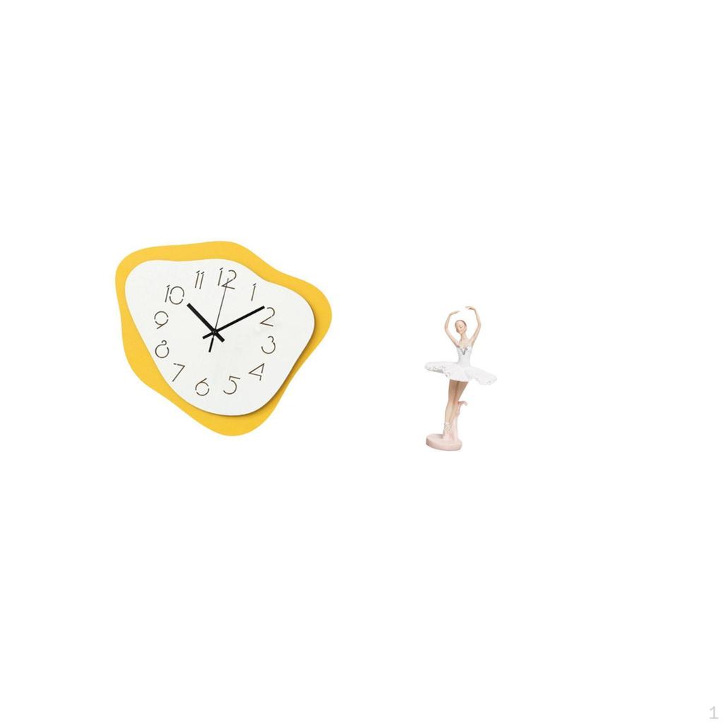 Acrylic Ballerina Wall Clock Resin Girl Sculpture Modern Office Ornament Silent Timepiece for