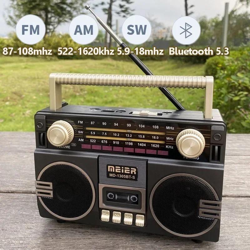 Retro Solární Rádio FM AM SW Přenosný Přijímač Bluetooth 5.3 Reproduktor MP3 Přehrávač Hudby Podpora USB TF Karta Nabíjení Typu C