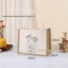 Hand-Painted Graffiti Canvas Tote Bag - Yellow Linen Logo Pattern
