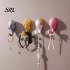 Cute Home Decor Hooks Animal Wall Hook, Flamingos/Giraffes/Swans/Elephants Shape Hanger, Self Adhesive Resin Decorative Hook for Coats Hats Towels And