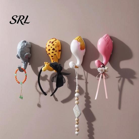 Cute Home Decor Hooks Animal Wall Hook, Flamingos/Giraffes/Swans/Elephants Shape Hanger, Self Adhesive Resin Decorative Hook for Coats Hats Towels And