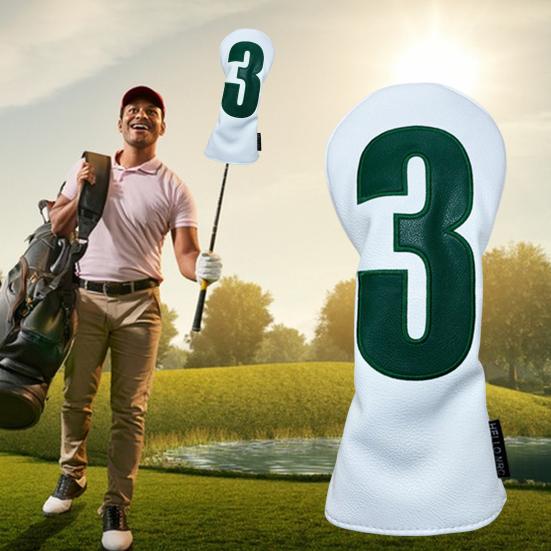 Faux Leather Golf Club Head Cover for Drivers Fairway Woods Hybrids No.1/3/5/U Headcover Soft Velvet Green Putter Head Protector