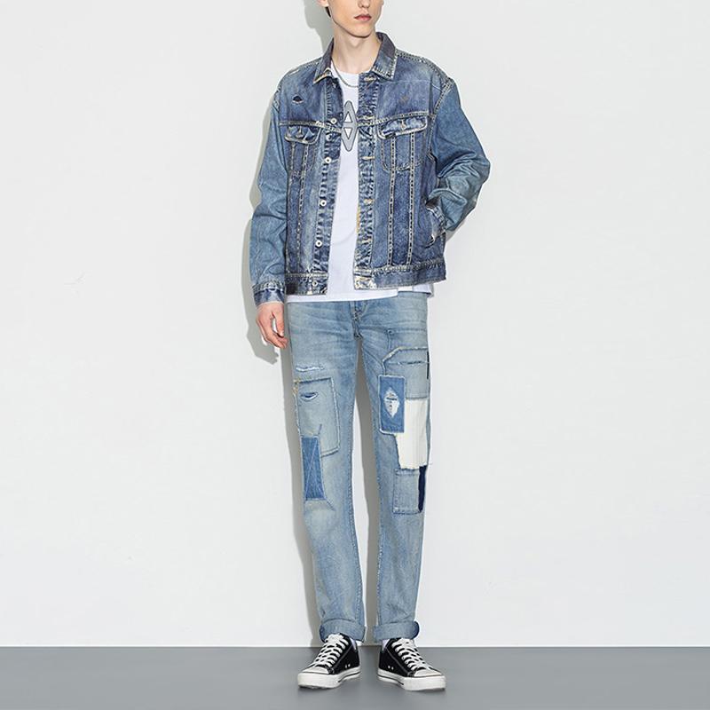 Lee Washed Single Button Loose Denim Jacket Men jackets Light-Blue LMT001517100274-A00581