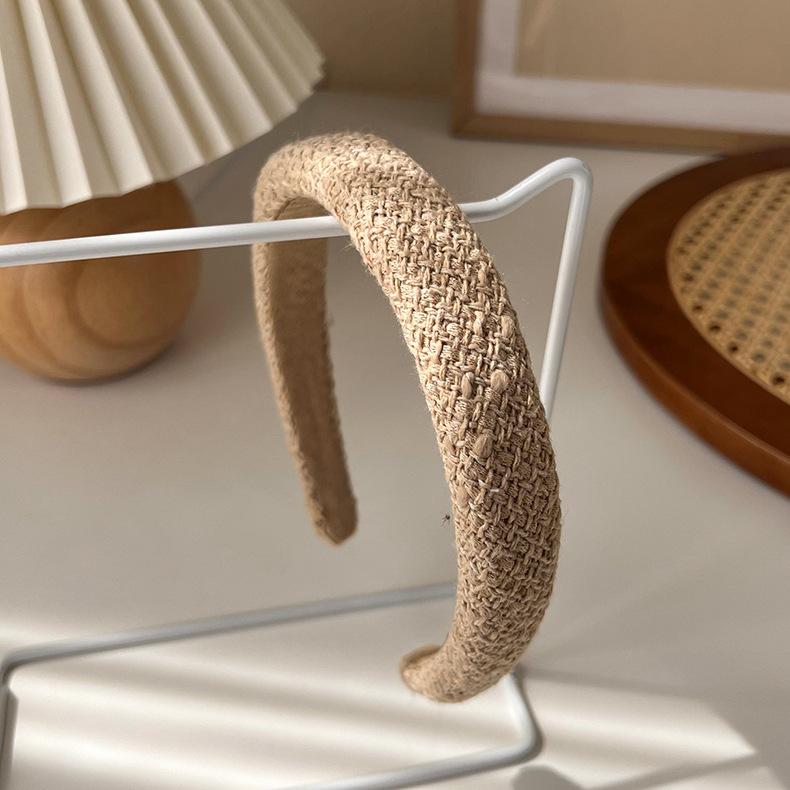 Autumn/Winter Fashion Brown Color Headbands Sponge Wide Crystal Hair Bands for Woman Temperament Hair Hoop Hair Accessories