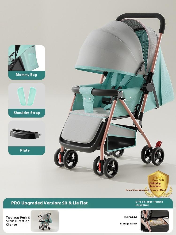 Stroller stroller can sit and lie down 0 to 3 years old, lightweight and foldable one-click collection, children's four-wheel baby walker stroller