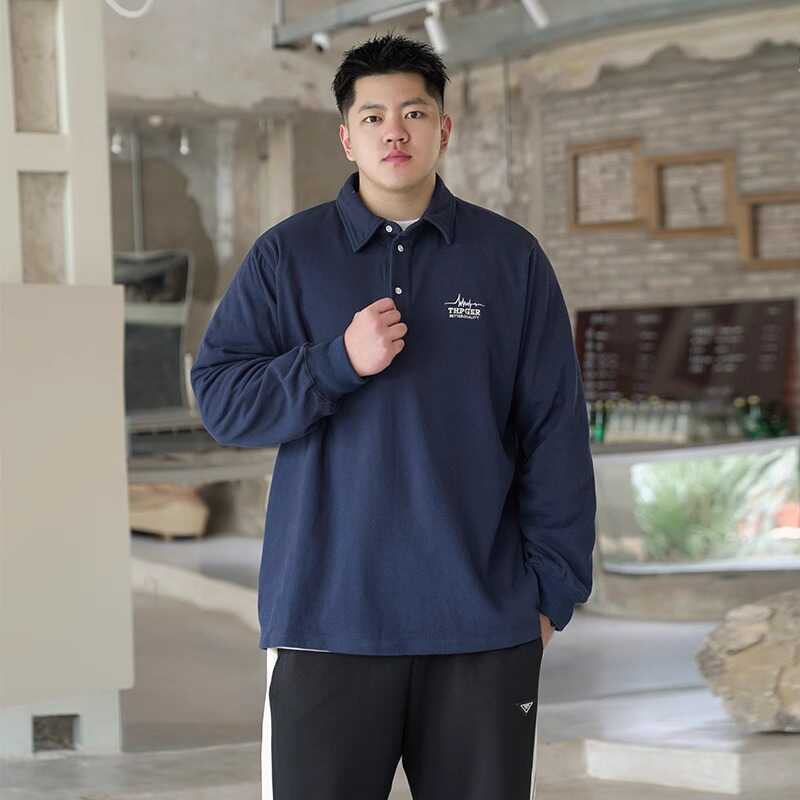 

Мужская спортивная и повседневная теплая стеганая и утолщенная спортивная футболка-поло с длинным рукавом, модная и универсальная, дышащая и удобная, не мнется 8XL тёмно-синий