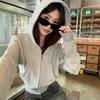 Women S Gray Short Hooded Zip Up Sweatshirt Jacket Casual Style