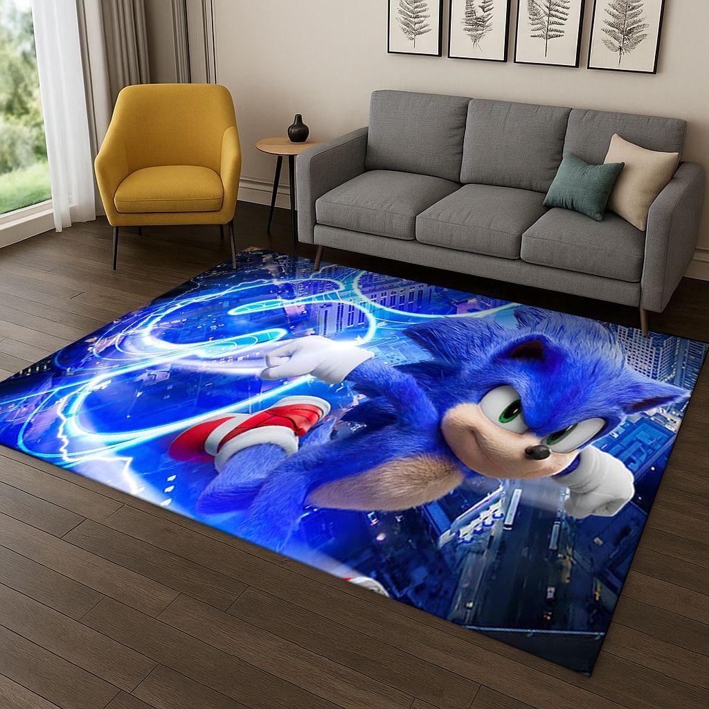 3D S-Sonic Cartoon Game Carpet Rug for Bedroom Living Room Sofa Doormat Home Decor,Kids Play Area Rug Non-slip Christmas Gift