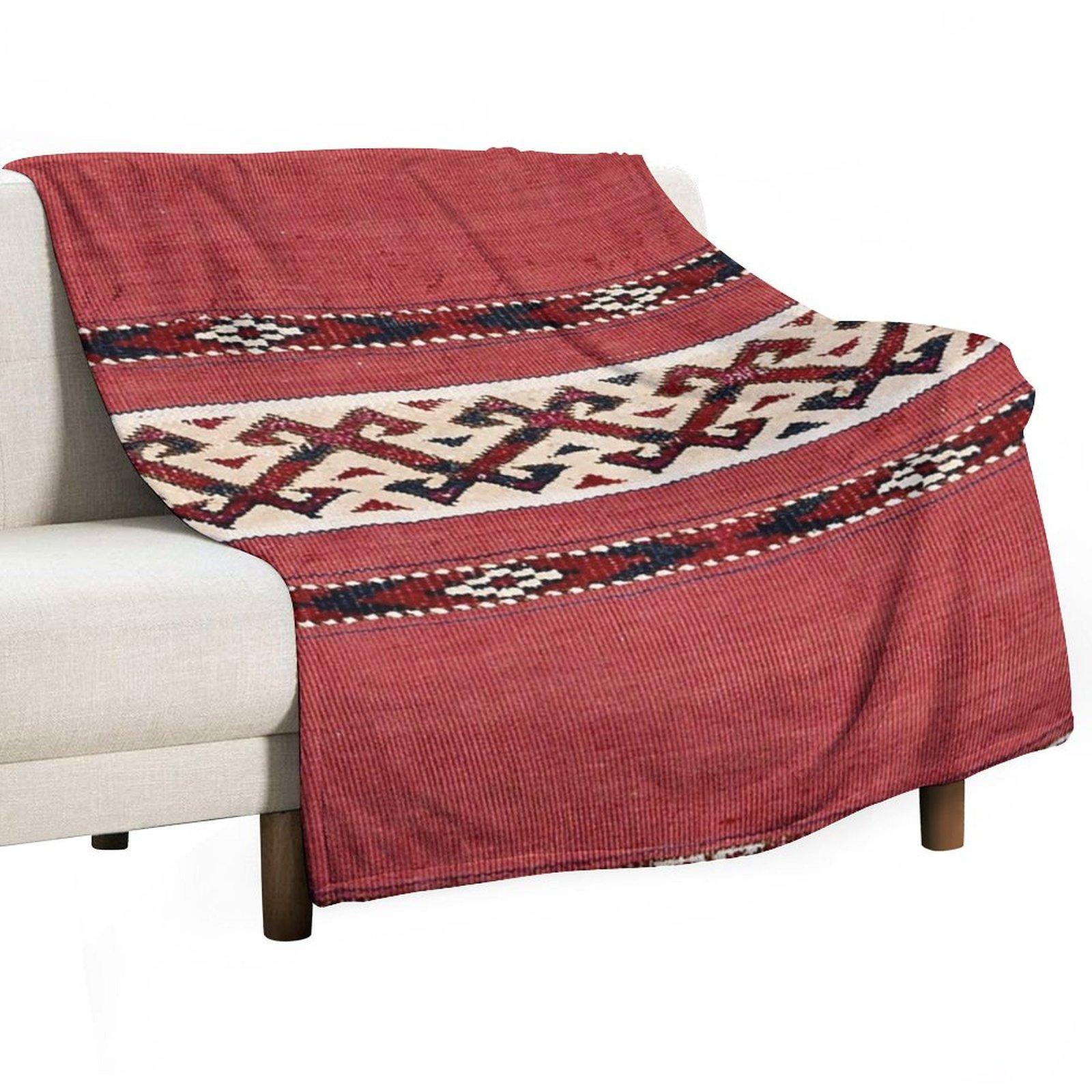 

Triangle Stripe Kilim 19th Century Authentic Colorful Picture of a Red Black and White Rug Throw Blanket Quilt Flannels Blankets 30x40in