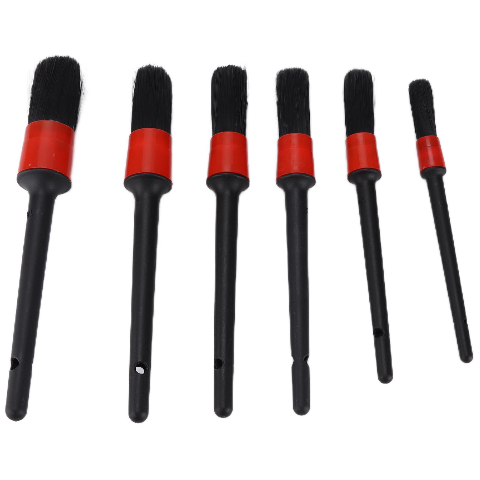 

Набор из 6 шт. Щетки для чистки и детализации автомобиля Набор щеток из свиной щетины с заостренной проволокой Красный инструмент для обслуживания