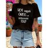Hungarian Age Tease Letter Print T-shirt, Short Sleeve Crew Neck Casual Top for Summer & Spring, Women's Clothing